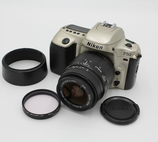 Nikon F50 SLR Camera Sigma Zoom 28-80mm F3.5-5.6 D Macro Lens from JAPAN【Exc+5】