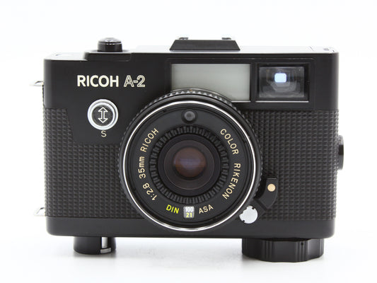 RICOH A-2 35mm Film Camera Black COLOR RIKENON 35mm f/2.8 Lens JAPAN【VeryGood】