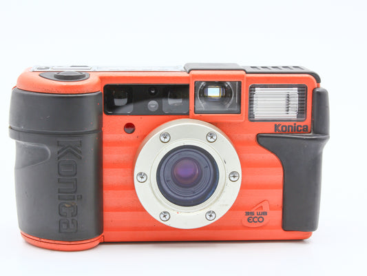 Konica Genba Kantoku 35 WB ECO 35mm Film Camera Orange from JAPAN【Exc+5】