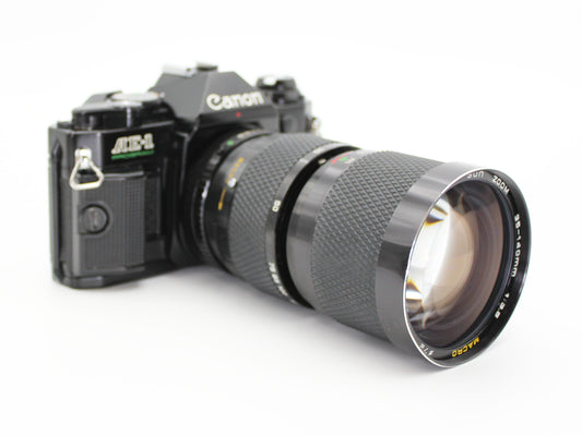 Canon AE-1 PROGRAM SLR Camera Black SUN ZOOM 35-140㎜ f/3.5 MACRO JAPAN 【Exc+3】