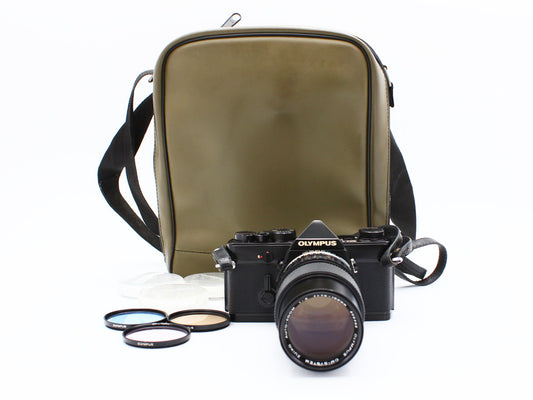 Olympus OM-1 Black Film Camera ZUIKO AUTO-ZOOM 75-150mm f/4 Lens【Very Good】
