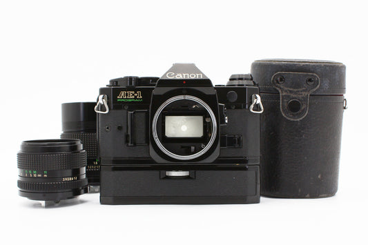 CANON AE-1 Program Power Winder NFD 50mm f/1.4 135mm f/2.8 Lens JAPAN【Exc+3】