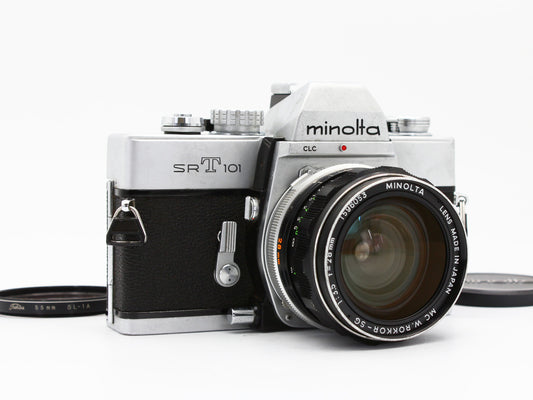 MINOLTA SRT101 SLR Film Camera MC W.ROKKOR-SG 28mm f/3.5 Lens JAPAN【VeryGood】