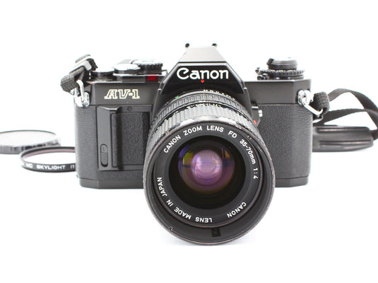 Canon AV-1 Black SLR Film Camera New FD 35-70mm f/4 MF Zoom Lens Japan【Exc+4】