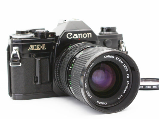 Canon AE-1 SLR Film Camera Black New FD 35-70mm f/4 Zoom Lens from JAPAN【Exc+3】