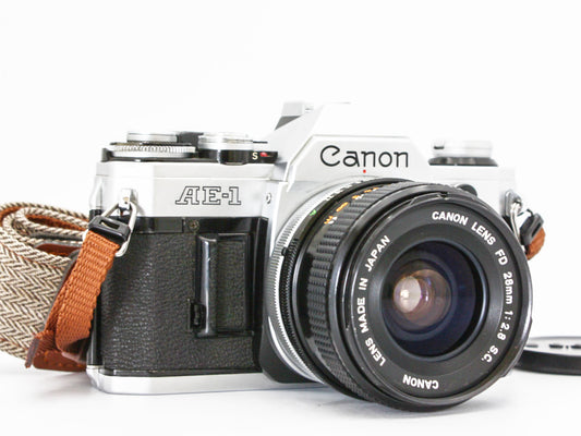 Canon AE-1 SLR Film Camera FD 28mm f/2.8 s.c. MF Lens from JAPAN【Exc+3】