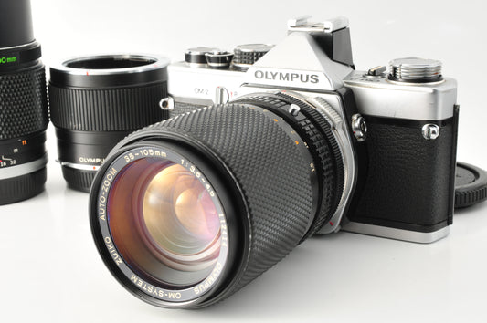 Olympus OM-2 Film Camera 35-105 f3.5-4.5 200mm f5 2Lens TELECONVERTER【Near Mint】