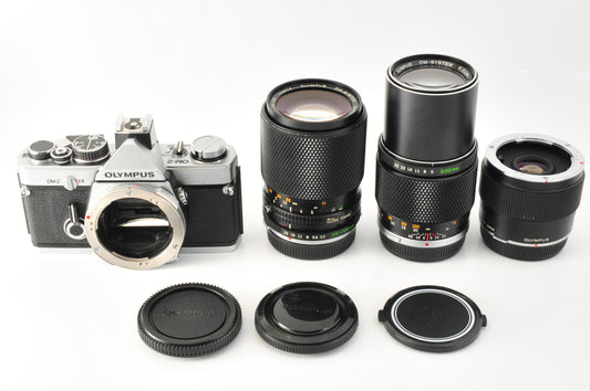 Olympus OM-2 Film Camera 35-105 f3.5-4.5 200mm f5 2Lens TELECONVERTER【Near Mint】