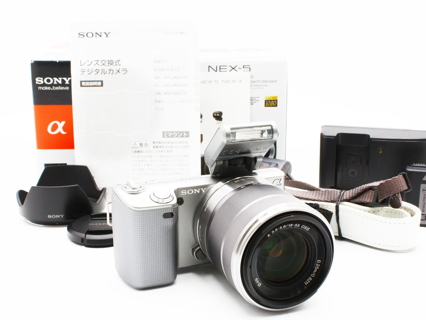 SONY NEX-5 Silver Digital Camera 14.2MP 18-55mm f/3.5-5.6 OSS Lens JAPAN 【Exc+5】