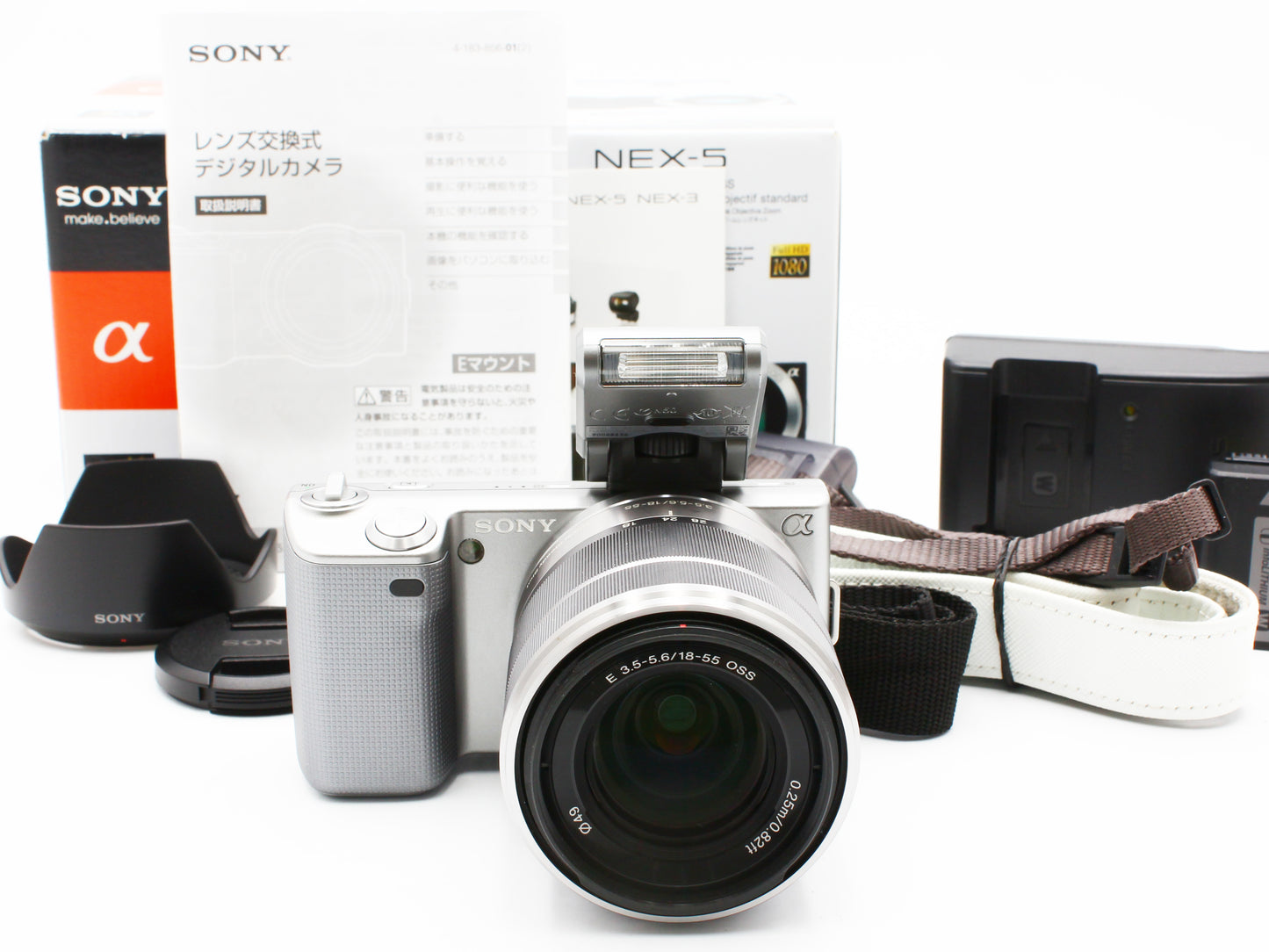 SONY NEX-5 Silver Digital Camera 14.2MP 18-55mm f/3.5-5.6 OSS Lens JAPAN 【Exc+5】