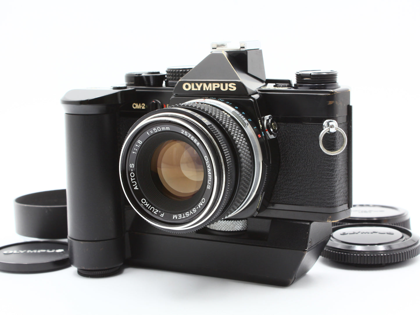 Olympus OM-2N Black 35mm SLR Camera F.Zuiko 50mm f1.8 Lens Winder 2【Exc+4】