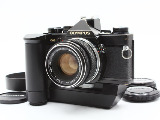 Olympus OM-2N Black 35mm SLR Camera F.Zuiko 50mm f1.8 Lens Winder 2【Exc+4】