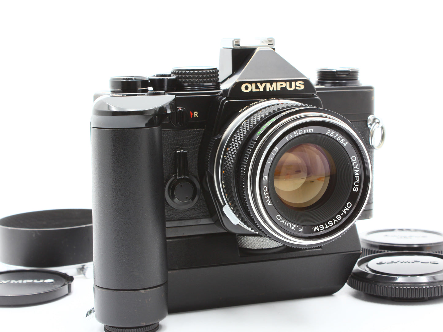 Olympus OM-2N Black 35mm SLR Camera F.Zuiko 50mm f1.8 Lens Winder 2【Exc+4】