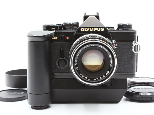 Olympus OM-2N Black 35mm SLR Camera F.Zuiko 50mm f1.8 Lens Winder 2【Exc+4】