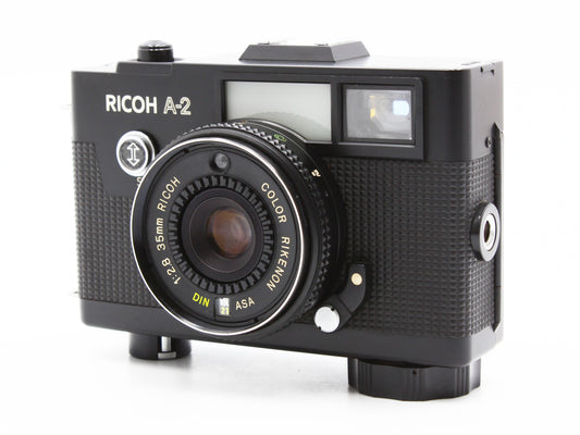 RICOH A-2 35mm Film Camera Black COLOR RIKENON 35mm f/2.8 Lens JAPAN【VeryGood】