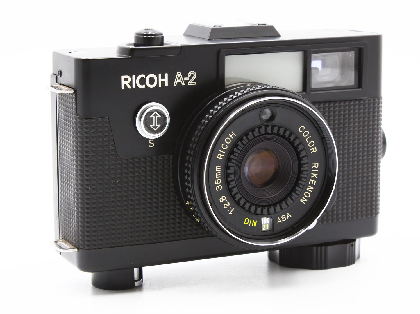 RICOH A-2 35mm Film Camera Black COLOR RIKENON 35mm f/2.8 Lens JAPAN【VeryGood】