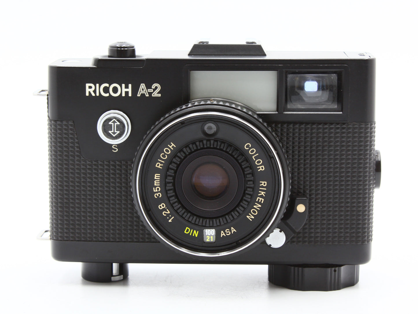 RICOH A-2 35mm Film Camera Black COLOR RIKENON 35mm f/2.8 Lens JAPAN【VeryGood】