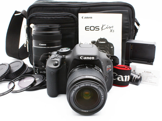 Canon EOS Kiss X5 DSLR Camera 18-55mm 55-250mm EF-S Zoom Lens JAPAN【NearMint】