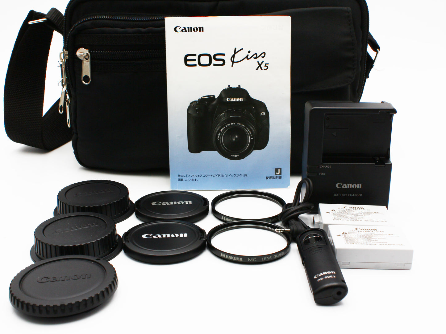Canon EOS Kiss X5 DSLR Camera 18-55mm 55-250mm EF-S Zoom Lens JAPAN【NearMint】