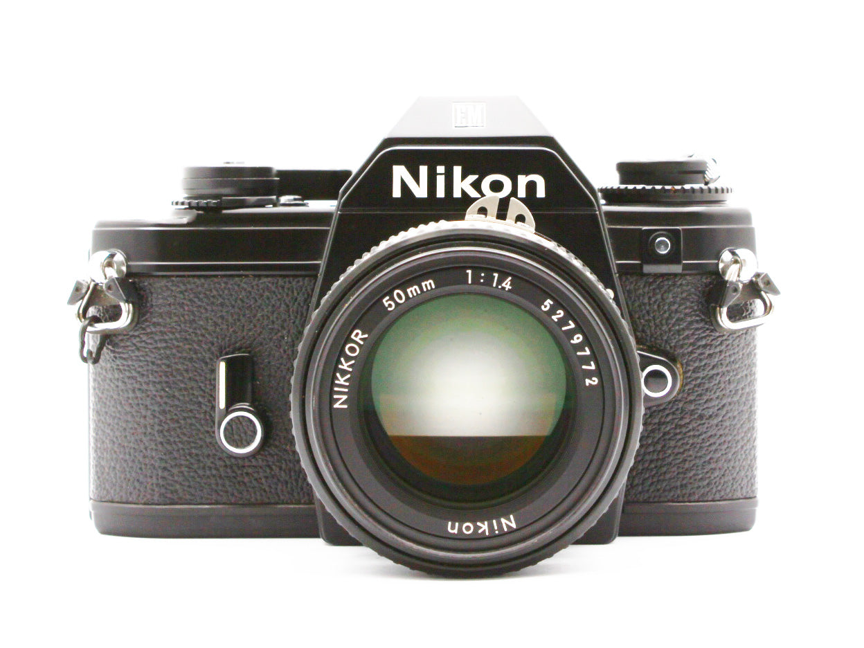 Nikon EM Black 35mm SLR Film Camera NIKKOR 50mm f/1.4 Ai-S Lens JAPAN【Exc+3】