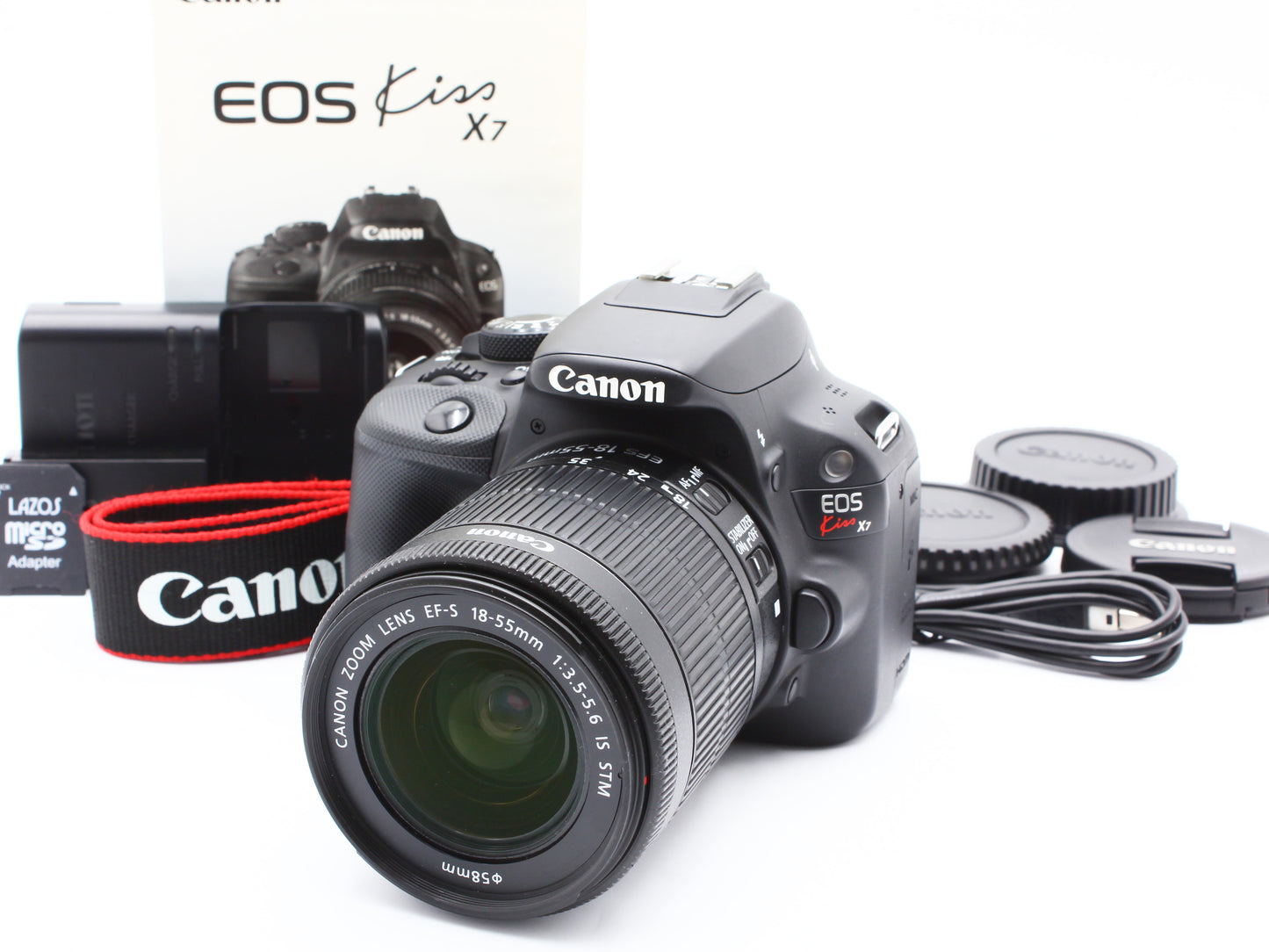 Canon Kiss X7 DSLR Camera EF-S 18-55mm f/3.5-5.6 IS STM Lens JAPAN【NearMint】