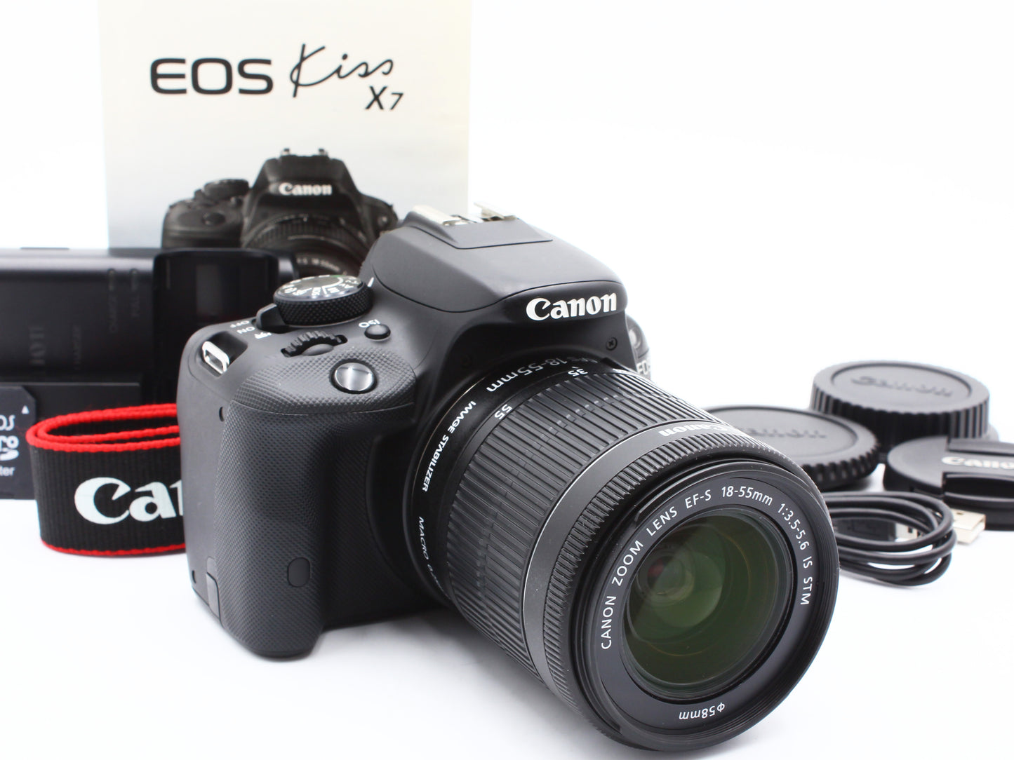 Canon Kiss X7 DSLR Camera EF-S 18-55mm f/3.5-5.6 IS STM Lens JAPAN【NearMint】
