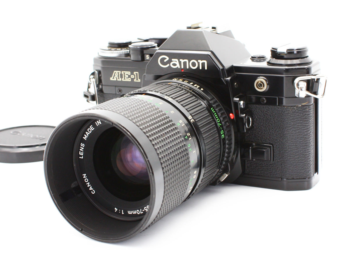 Canon AE-1 SLR Film Camera  Black NFD 35-70mm f/4 Zoom MF Lens from JAPAN【Exc+4】