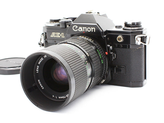 Canon AE-1 SLR Film Camera  Black NFD 35-70mm f/4 Zoom MF Lens from JAPAN【Exc+4】