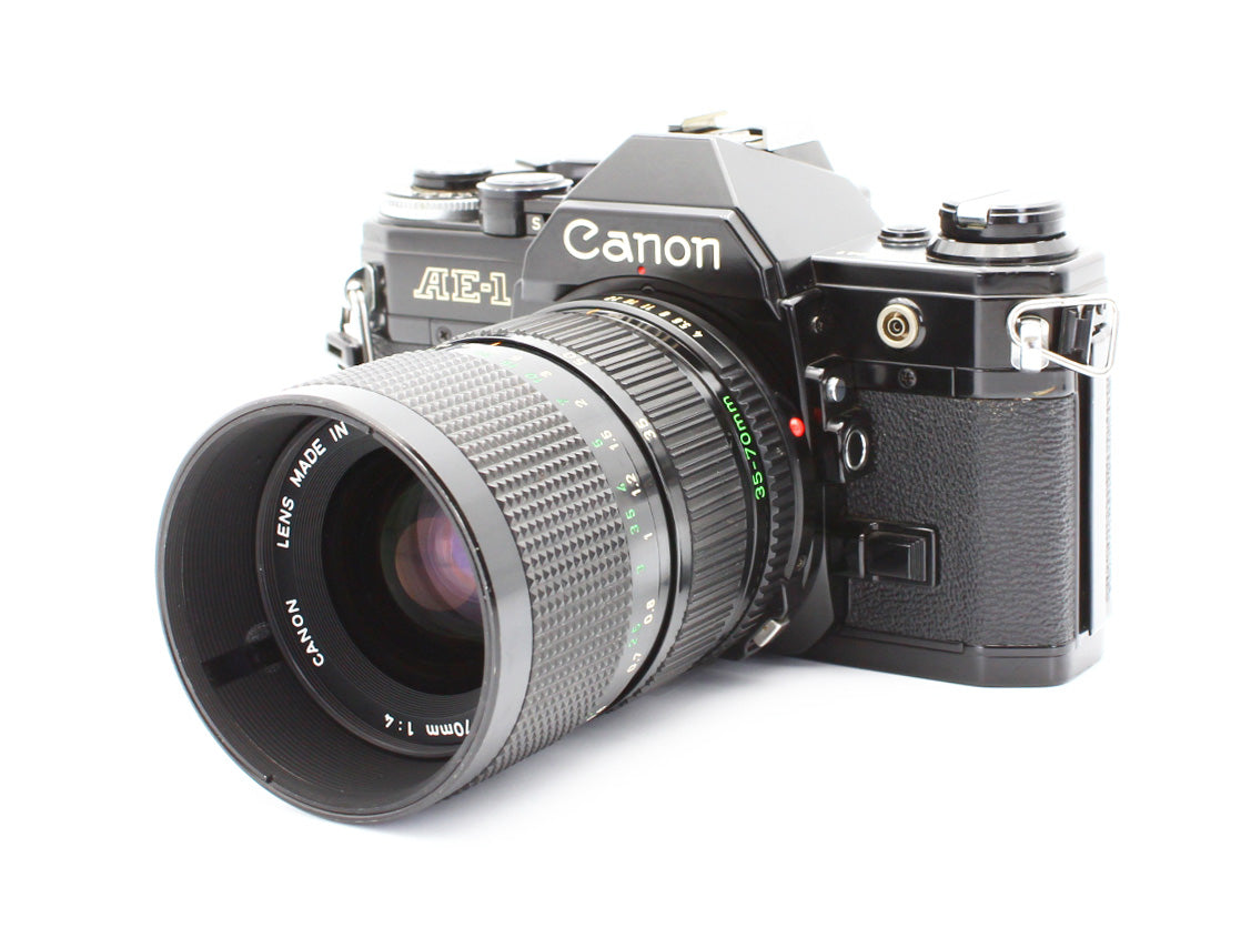 Canon AE-1 SLR Film Camera  Black NFD 35-70mm f/4 Zoom MF Lens from JAPAN【Exc+4】