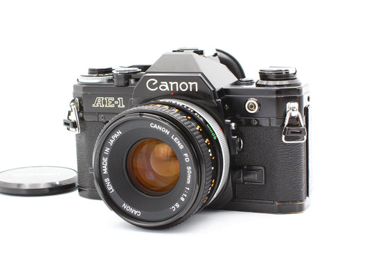 Canon AE-1 SLR Film Camera BLACK  FD 50mm f/1.8 S.C Lens from JAPAN 【Exc+4】