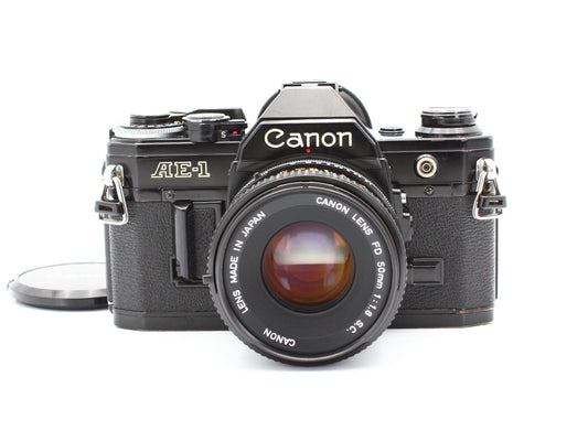 Canon AE-1 SLR Film Camera BLACK  FD 50mm f/1.8 S.C Lens from JAPAN 【Exc+4】