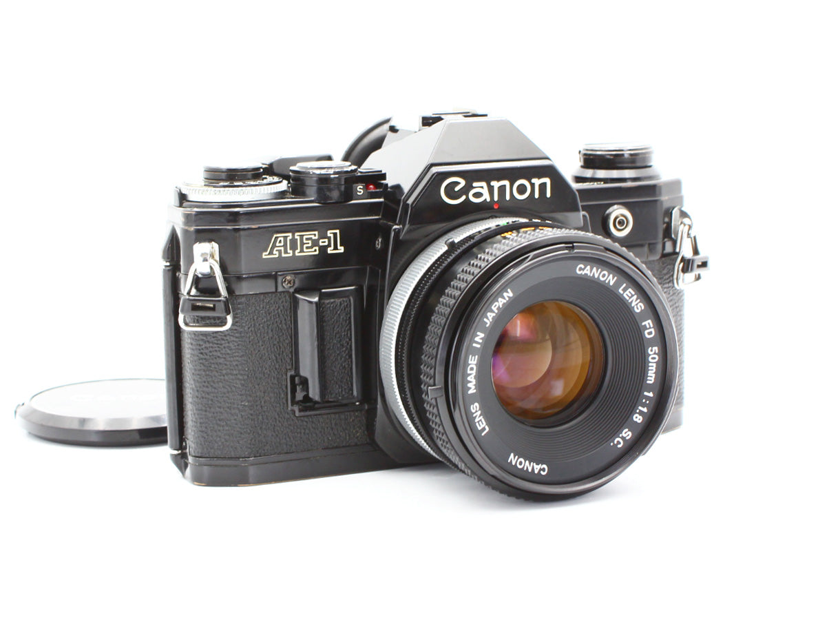 Canon AE-1 SLR Film Camera BLACK  FD 50mm f/1.8 S.C Lens from JAPAN 【Exc+4】