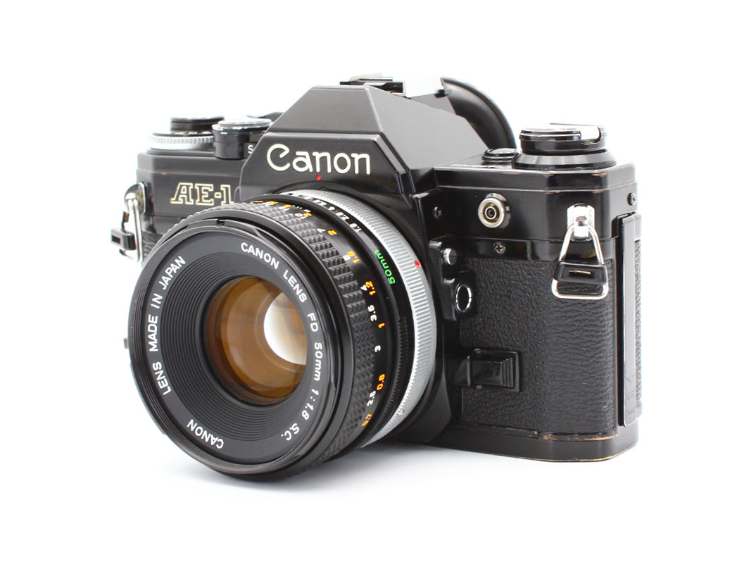 Canon AE-1 SLR Film Camera BLACK  FD 50mm f/1.8 S.C Lens from JAPAN 【Exc+4】