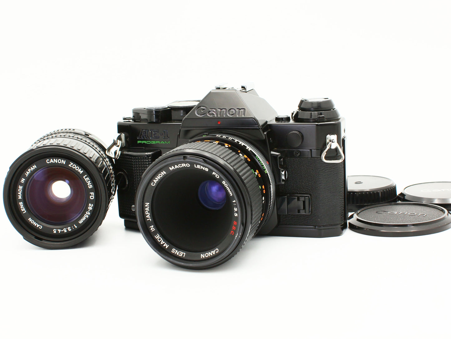 Canon AE-1 program FD 50mm f/3.5 S.S.C. 28-55mm f/3.5-4.5 Lens JAPAN【Exc+4】