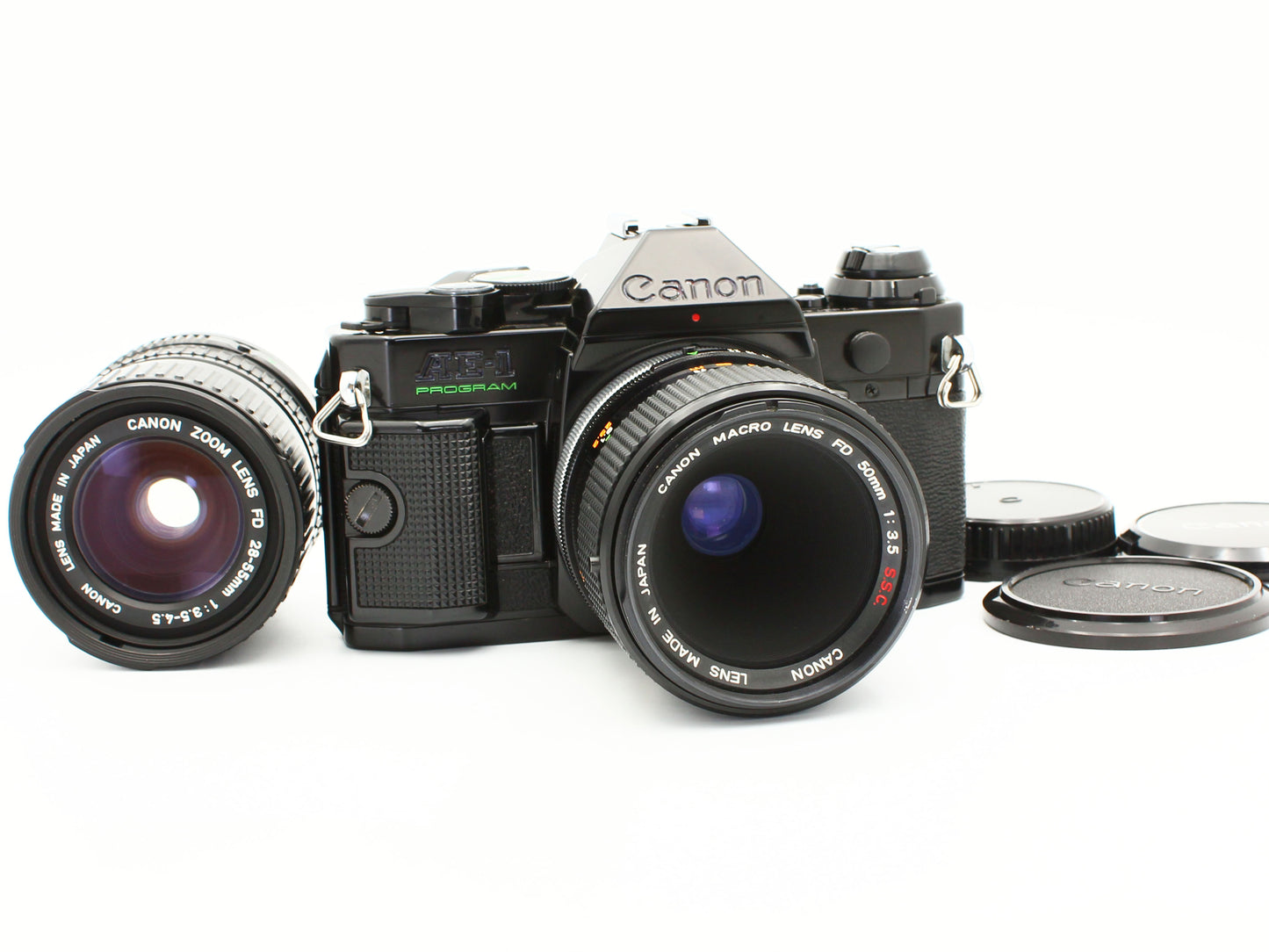 Canon AE-1 program FD 50mm f/3.5 S.S.C. 28-55mm f/3.5-4.5 Lens JAPAN【Exc+4】