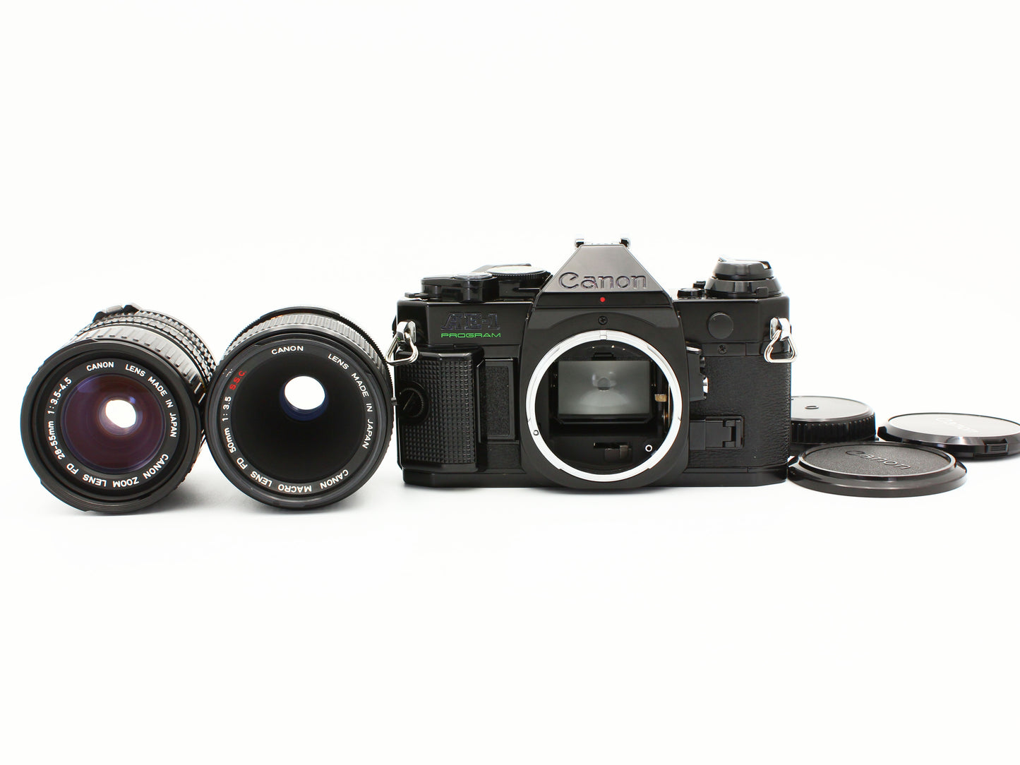 Canon AE-1 program FD 50mm f/3.5 S.S.C. 28-55mm f/3.5-4.5 Lens JAPAN【Exc+4】