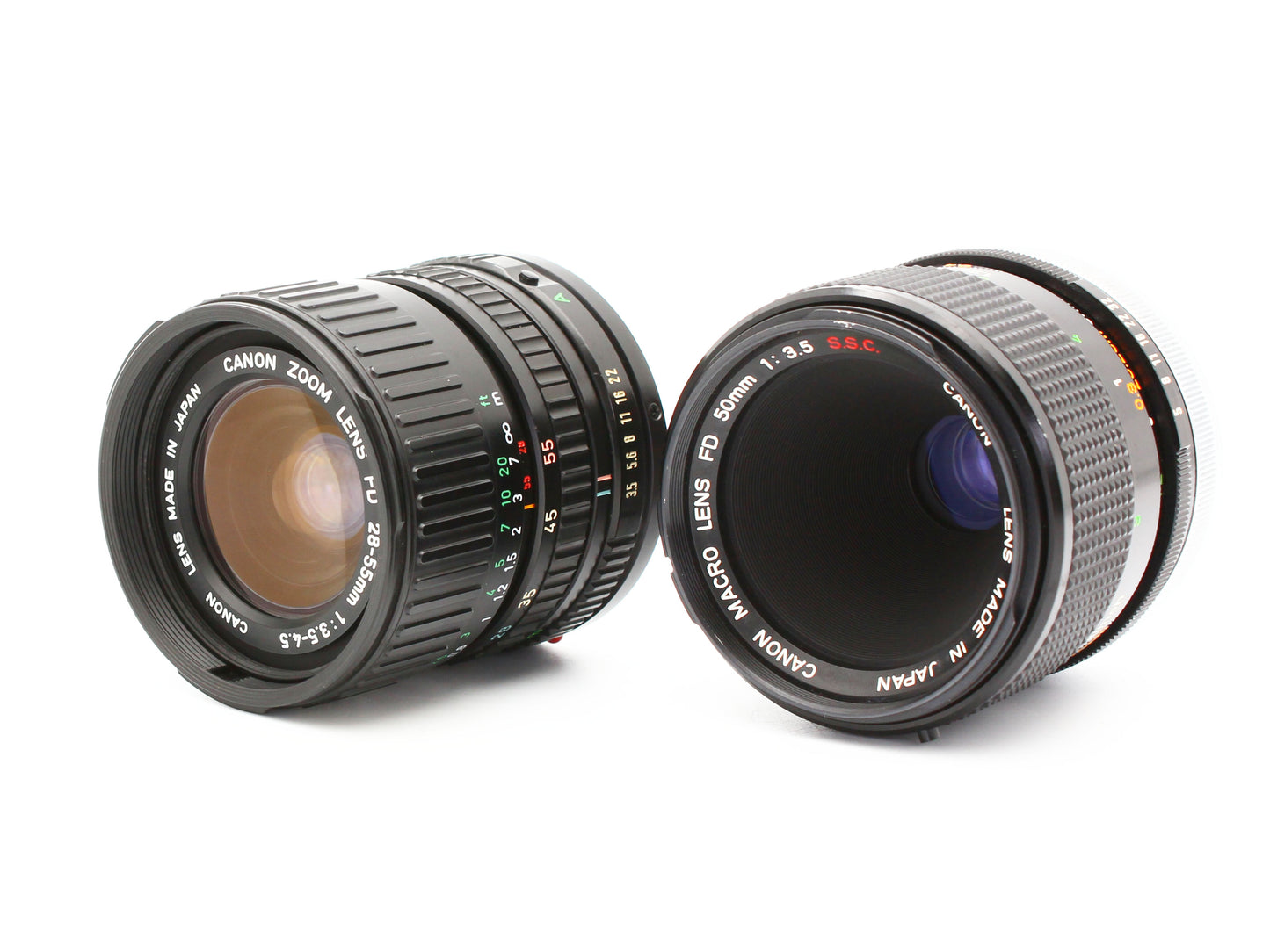 Canon AE-1 program FD 50mm f/3.5 S.S.C. 28-55mm f/3.5-4.5 Lens JAPAN【Exc+4】