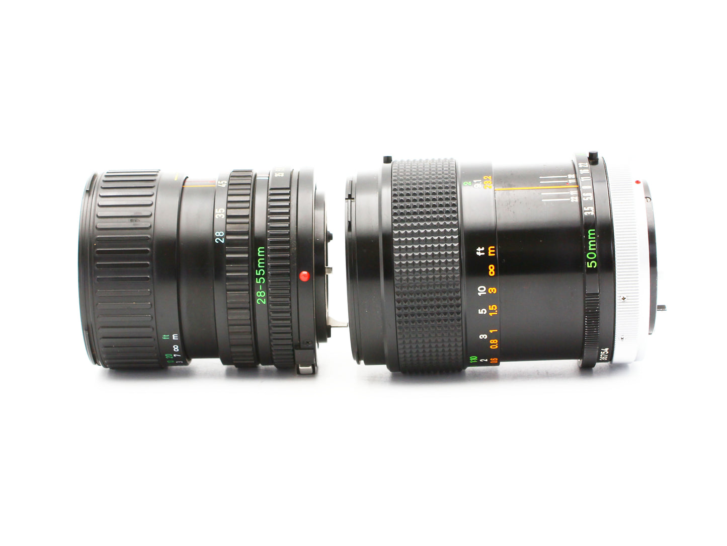 Canon AE-1 program FD 50mm f/3.5 S.S.C. 28-55mm f/3.5-4.5 Lens JAPAN【Exc+4】