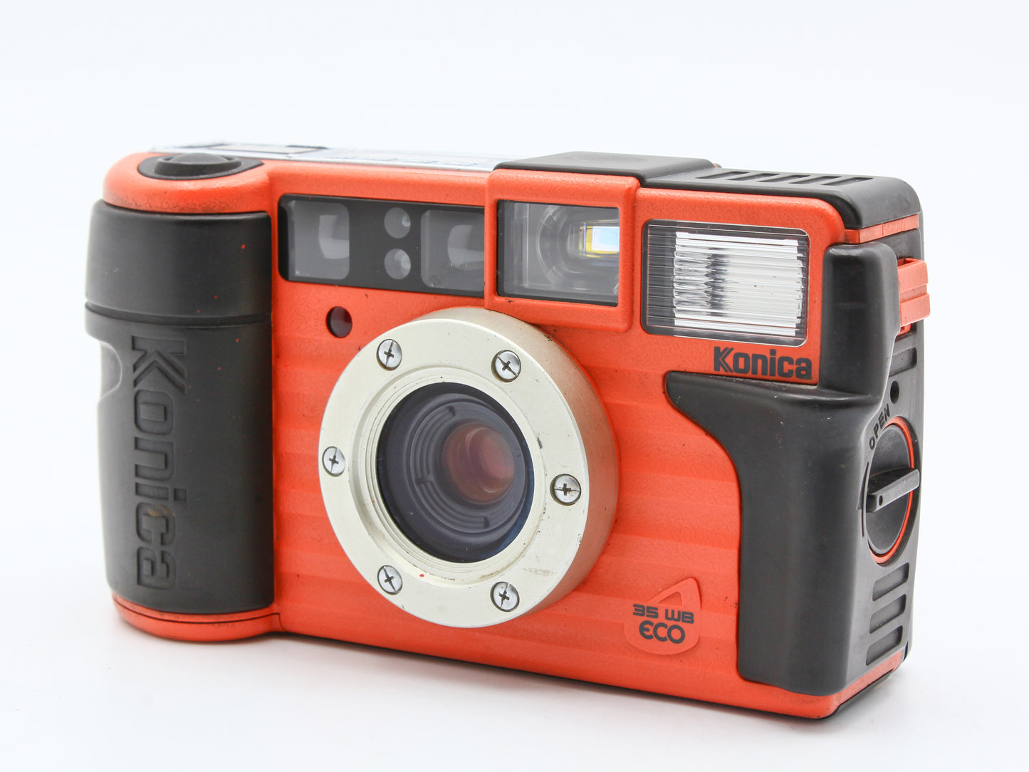 Konica Genba Kantoku 35 WB ECO 35mm Film Camera Orange from JAPAN【Exc+5】