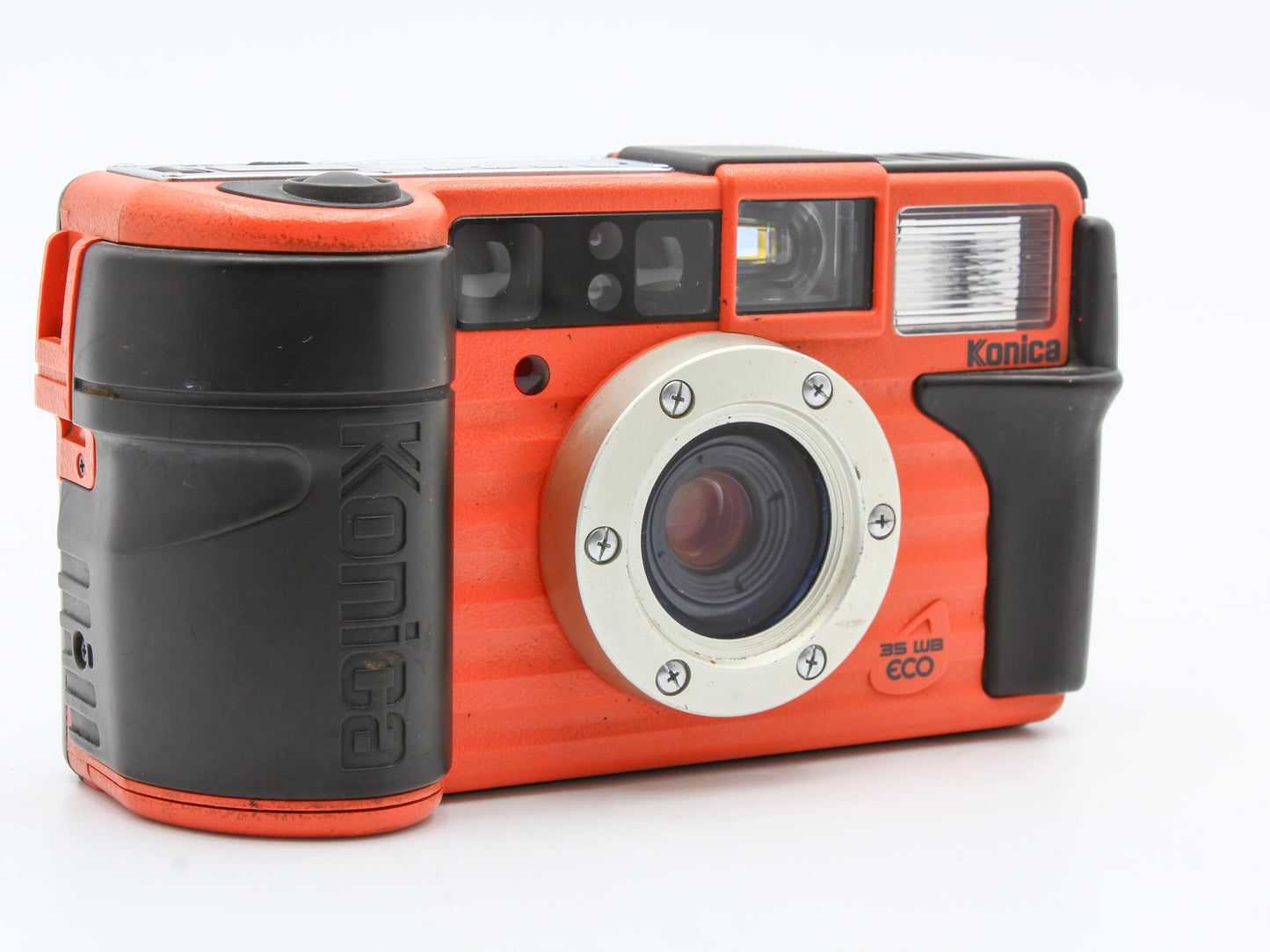 Konica Genba Kantoku 35 WB ECO 35mm Film Camera Orange from JAPAN【Exc+5】