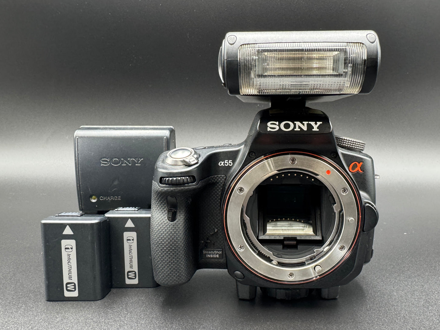 SONY Alpha A SLT-A55V Digital SLR Camera Flash Battery JAPANESE Mode Only【Exc+4】