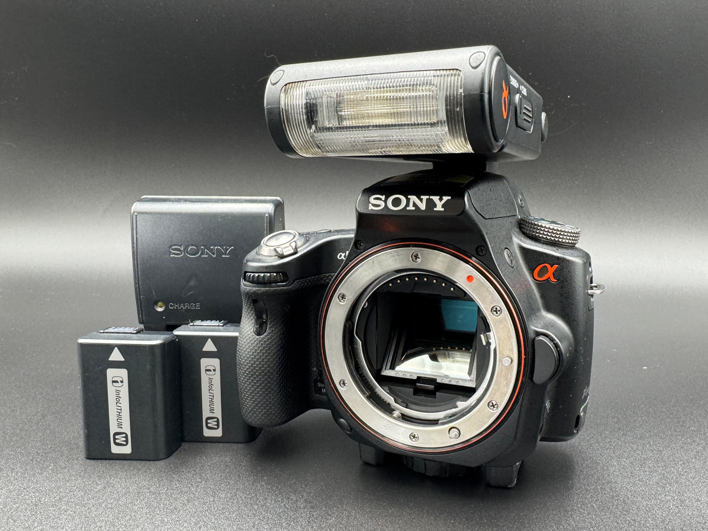 SONY Alpha A SLT-A55V Digital SLR Camera Flash Battery JAPANESE Mode Only【Exc+4】
