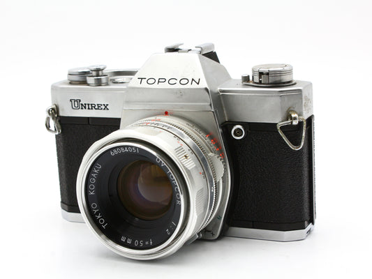 Topcon Unirex Silver 35mm SLR Film Camera UV Topcor 50mm f/2 Lens【Exc+3】