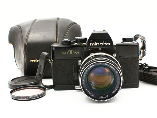 Minolta SR-T 101 Film Camera Black MC Rokkor PF 58mm f/1.4 Lens JAPAN【VeryGood】
