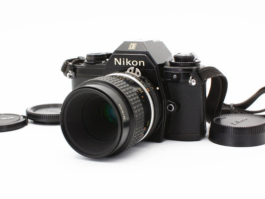 Nikon EM 35mm Film Camera Micro NIKKOR 55mm f/2.8 Ai-s Lens【Very Good】