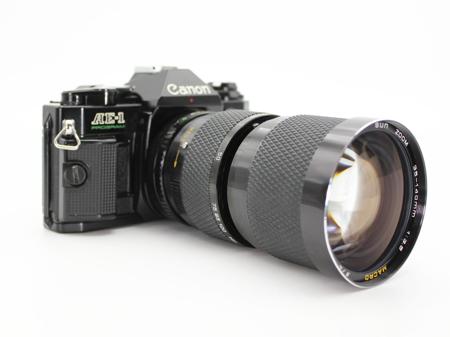 Canon AE-1 PROGRAM SLR Camera Black SUN ZOOM 35-140㎜ f/3.5 MACRO JAPAN 【Exc+3】