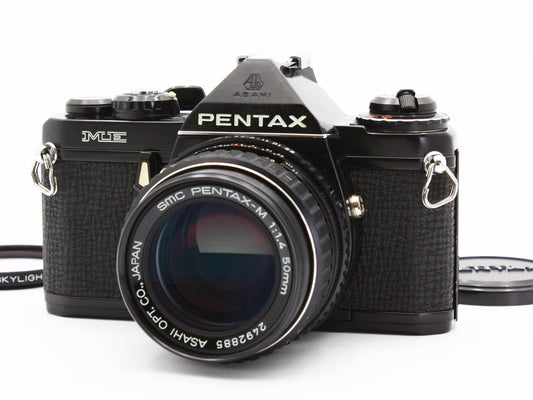 PENTAX ME Black SLR Film Camera SMC Pentax-M 50mm f/1.4 Lens JAPAN【Very Good】