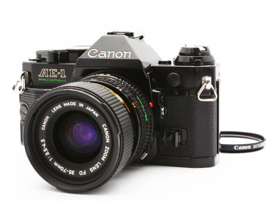 Canon AE-1 PROGRAM 35mm SLR Film Camera FD 35-70mm f/3.5-4.5 Lens JAPAN【Exc+3】