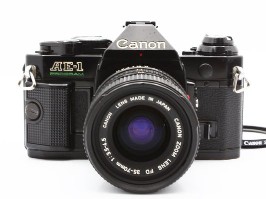 Canon AE-1 PROGRAM 35mm SLR Film Camera FD 35-70mm f/3.5-4.5 Lens JAPAN【Exc+3】