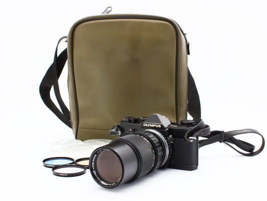 Olympus OM-1 Black Film Camera ZUIKO AUTO-ZOOM 75-150mm f/4 Lens【Very Good】